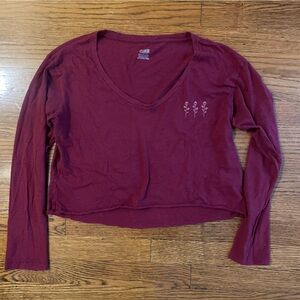 Victoria’s Secret PINK Burgundy Long Sleeve Crop Top